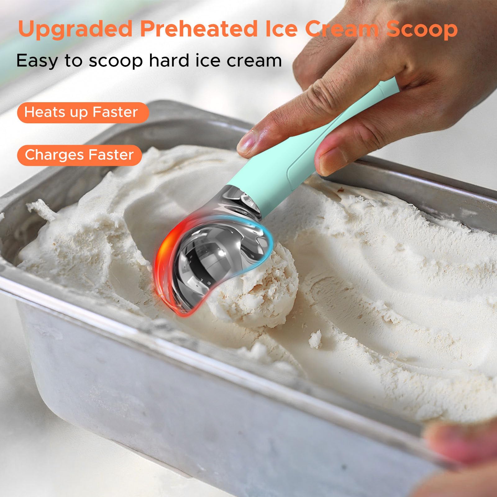 LT LAUDTEC heated ice cream scoop automatic heating enables effortless scooping