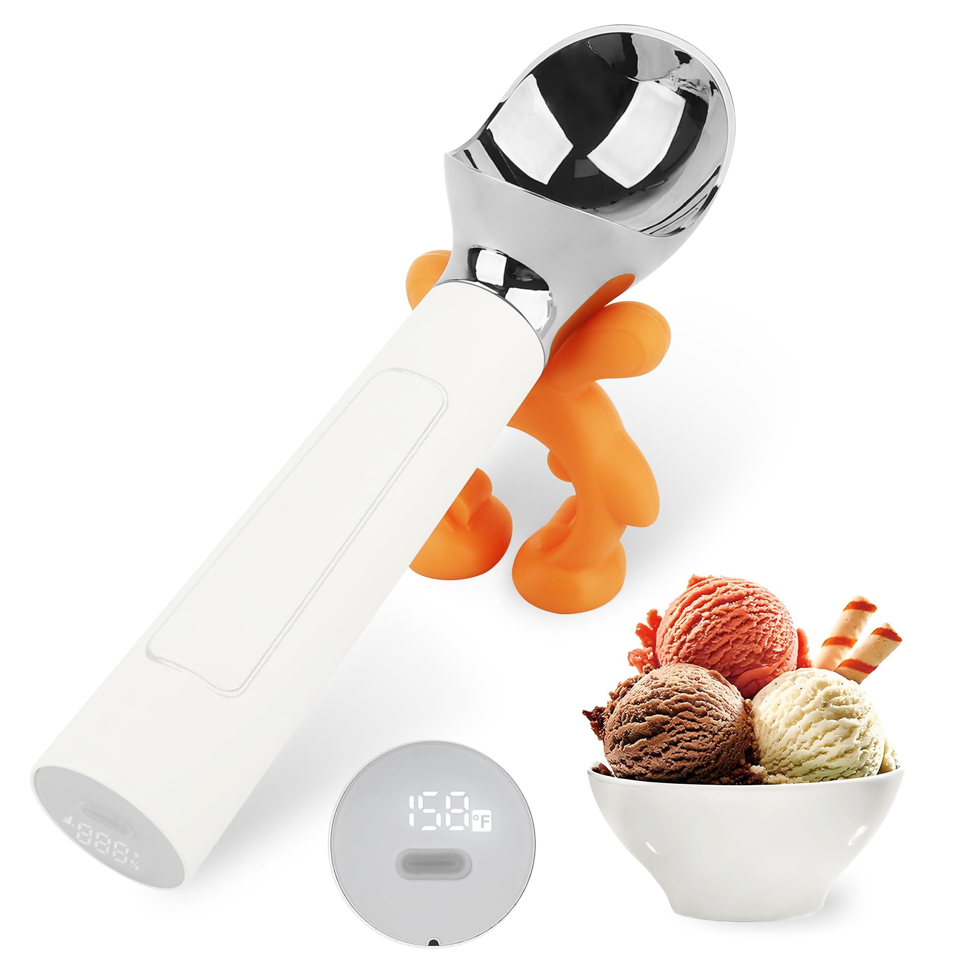 LT LAUDTEC heated ice cream scoop in action for effortless scooping.