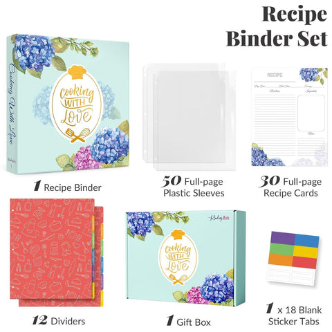 LuBudingJoy binder with full-page recipe cards for clear, legible notes.
