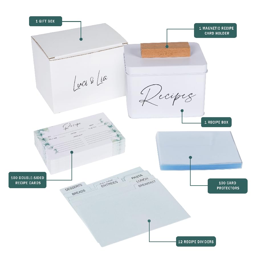 Luci & Lia eucalyptus design recipe cards are easy to write on and charming.