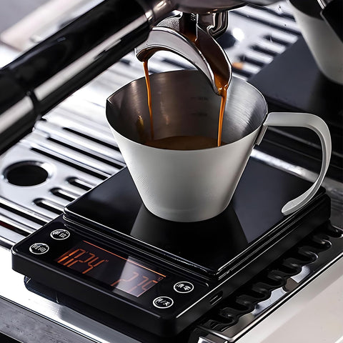 LUCKCENLY Digital Coffee Scale for pour-over, compact and travel-ready.
