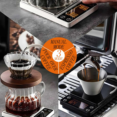 LUCKCENLY Mini Palmtop Coffee Scale resting beside a cup.