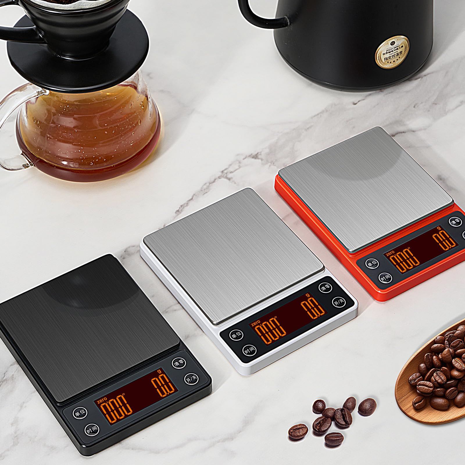 LUCKCENLY Portable scale beside cup and beans for everyday use.