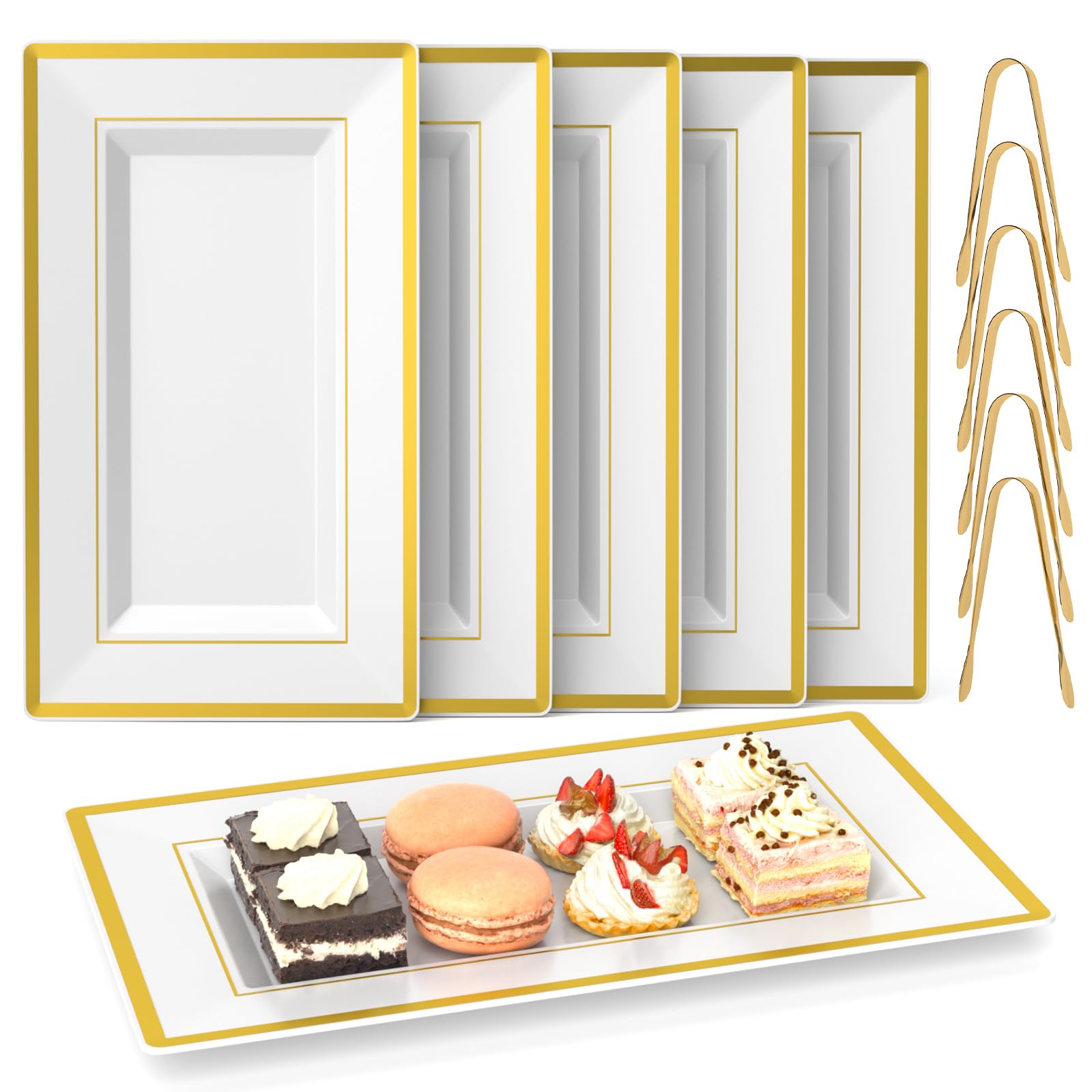 LUCKJUJU 6-set trays with tongs for elegant party presentation