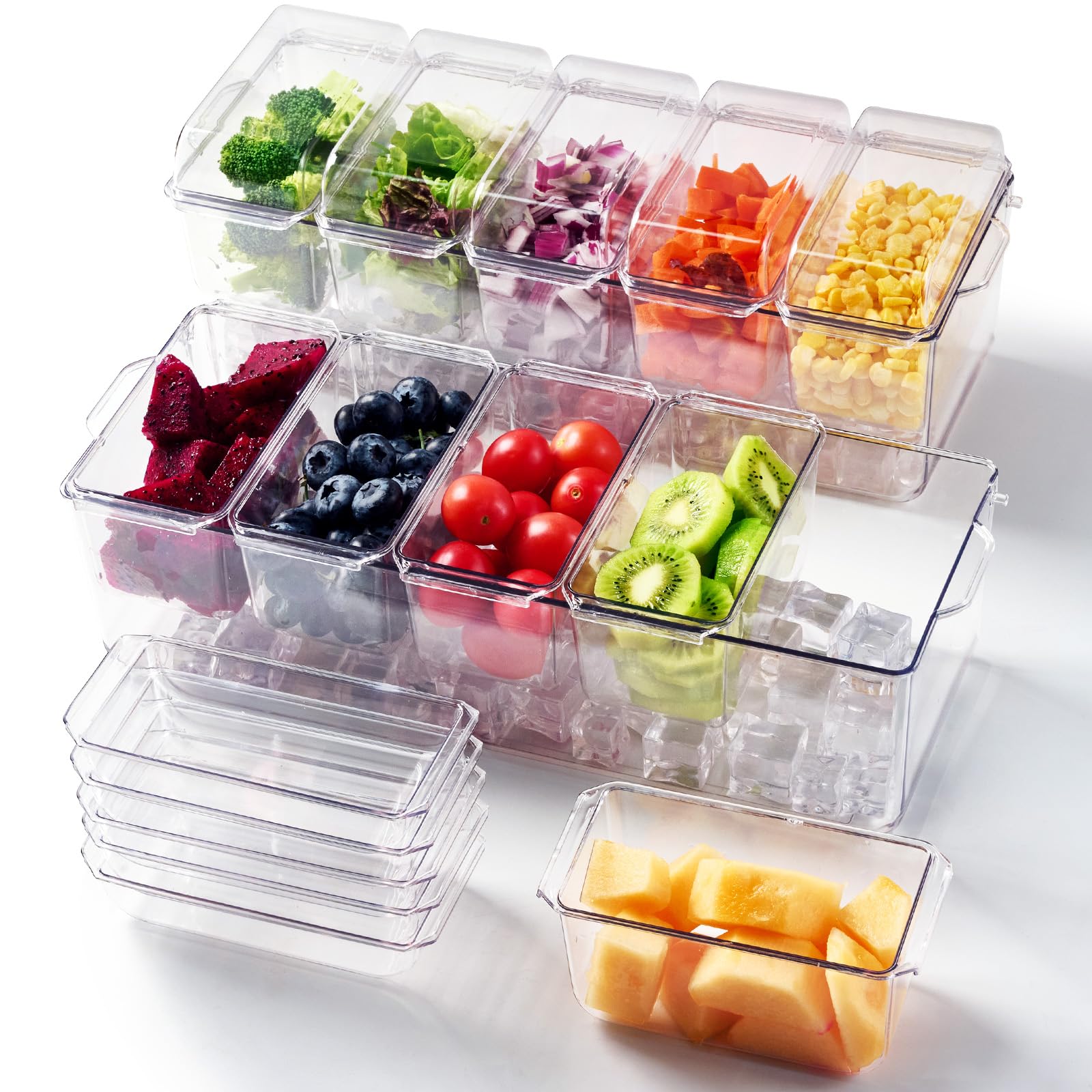 Luckore chilled condiment tray ice compartment for cooling ingredients during gatherings
