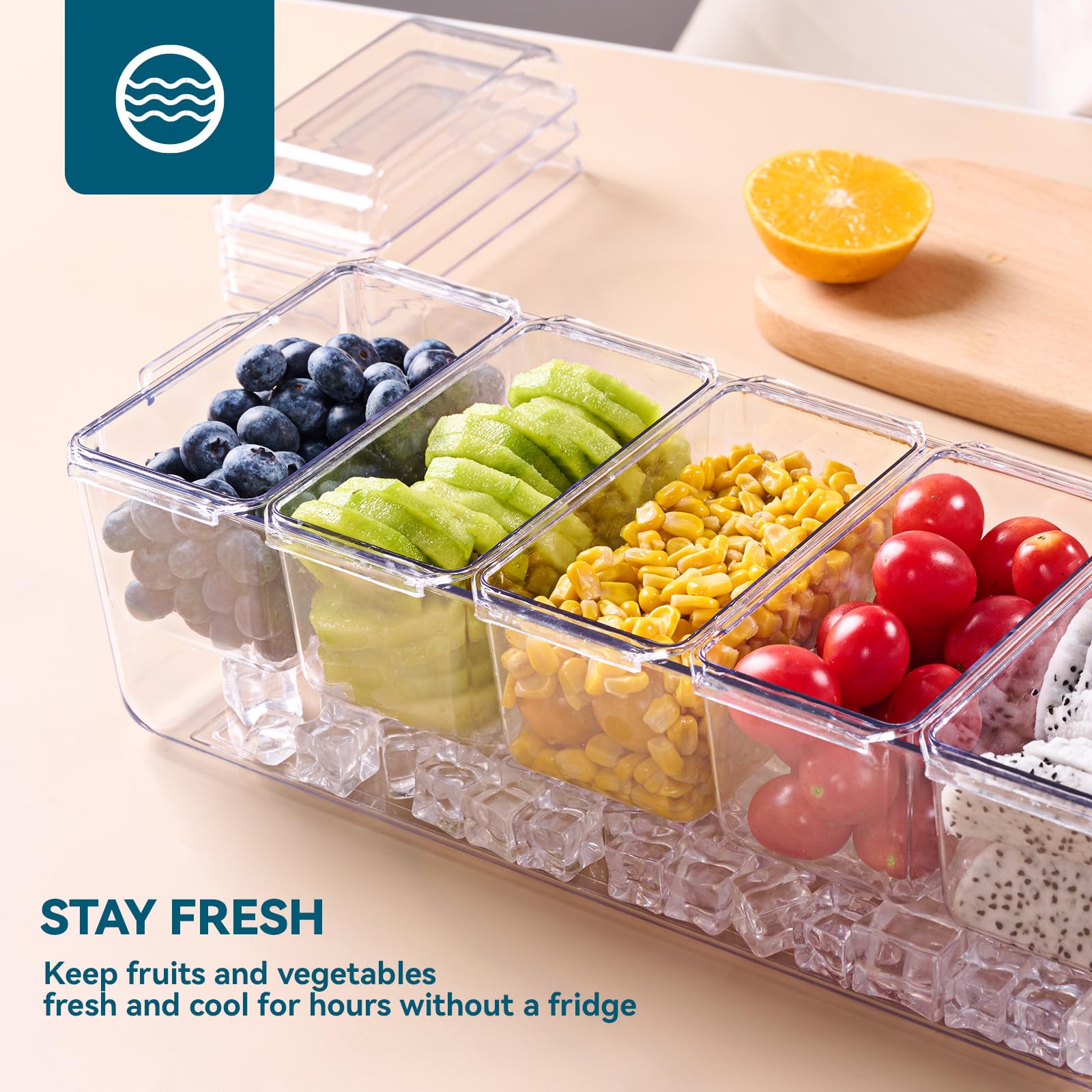 Luckore tray lid doubles as extra storage to keep garnishes organized