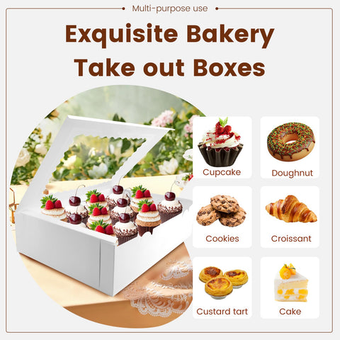 Luck.WH front view with window highlights delicate cupcakes for gifting or party display.