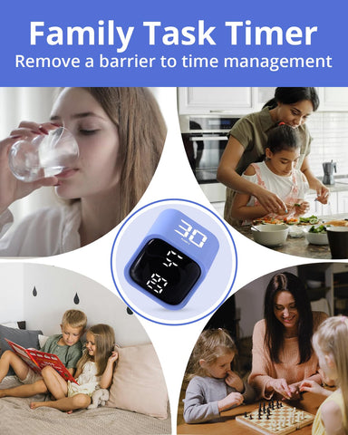 LUCKY TIME blue flip cube timer for kitchen or desk use with easy control
