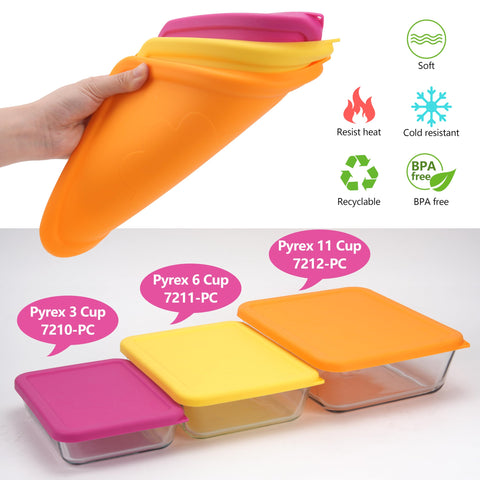 LUVCOSY 11-cup rectangle silicone lid covers large Pyrex bowls securely