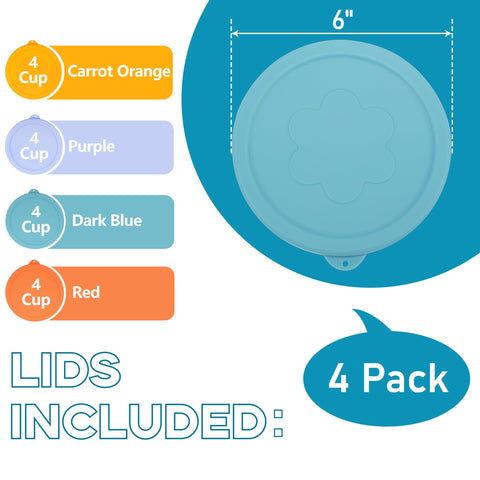 LUVCOSY colorful silicone lids for Pyrex bowls help you organize leftovers.