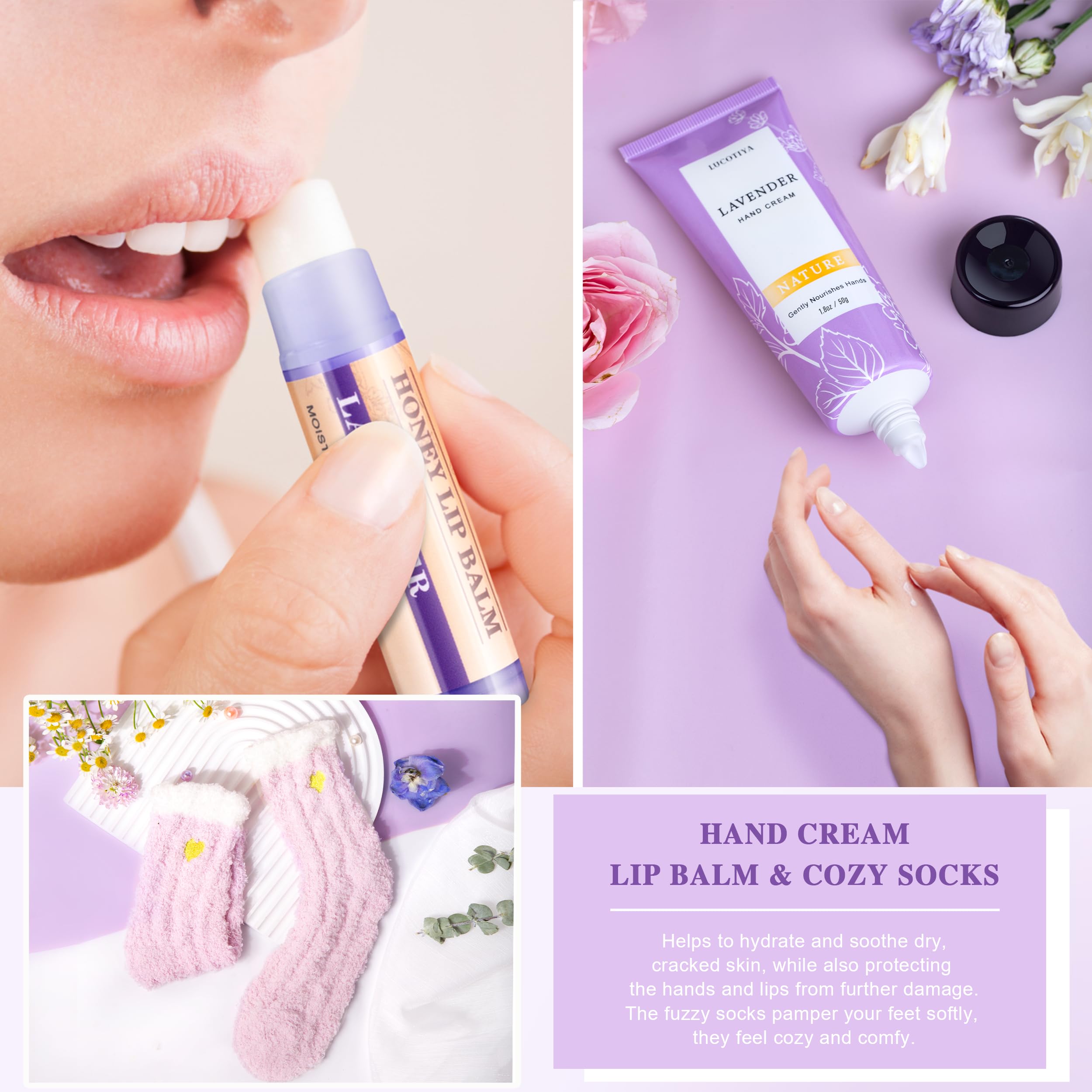 Lucotiya hand-and-lip nourishing care keeps skin soft and hydrated.