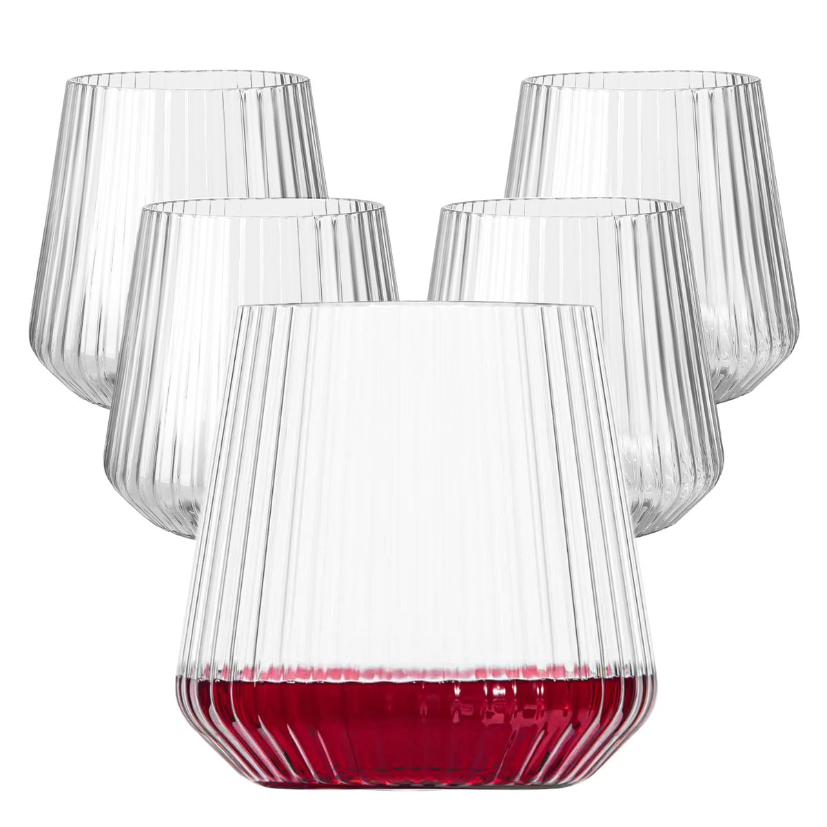 Lueumxc origami-style 14oz wine glass, elegant yet durable for any dinner party.