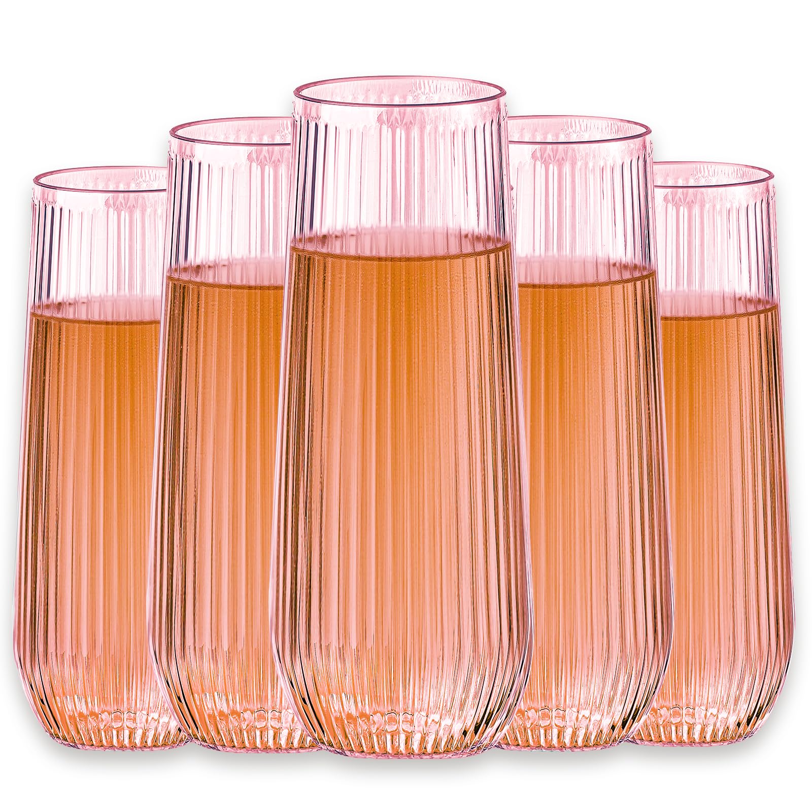 Lueumxc stemless pink clear champagne flute with easy grip for elegant toasts