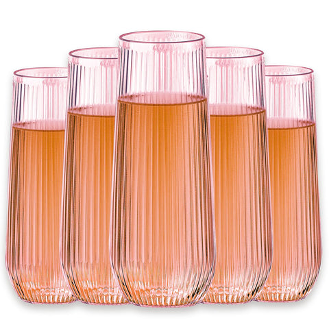 Lueumxc stemless pink clear champagne flute with easy grip for elegant toasts