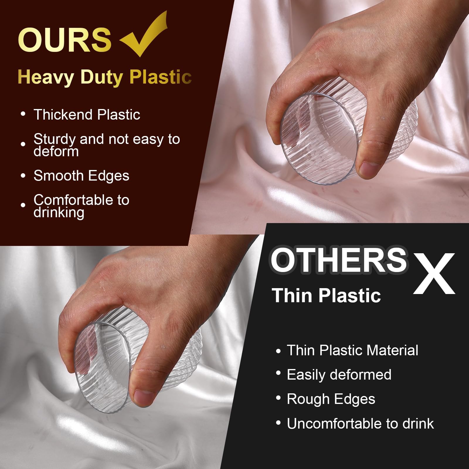 Lueumxc reusable and disposable wine glasses, ideal for rapid service and events.