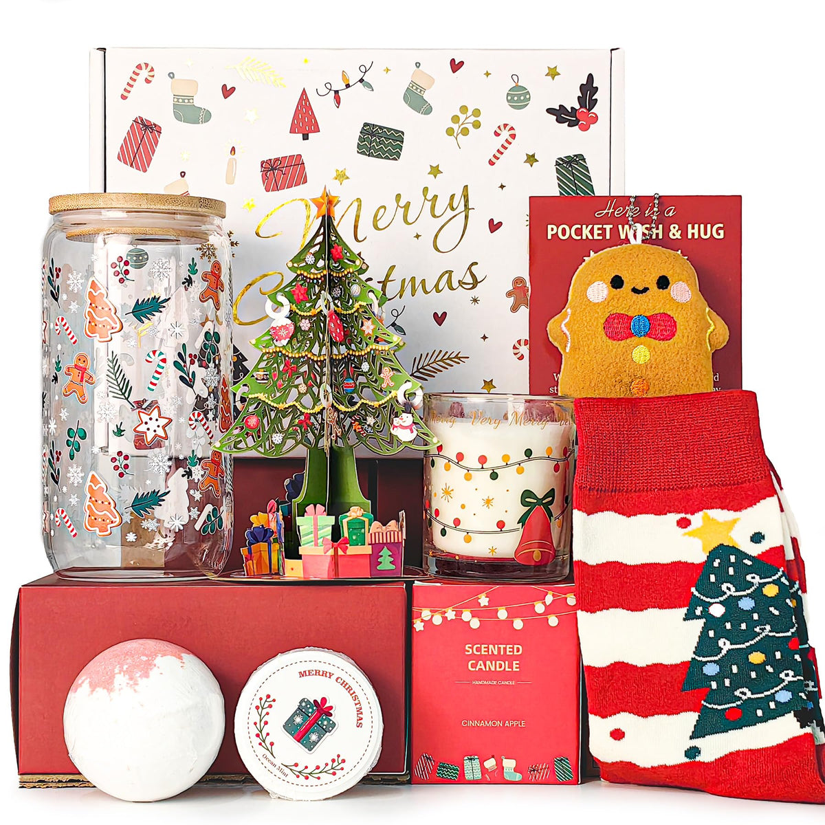 LUICONMO Christmas glass cup for cozy hot beverages, festive design.