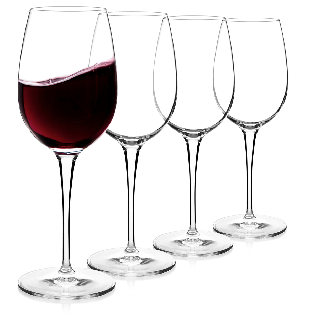 Luigi Bormioli Crescendo Bordeaux glass with 20 oz capacity for generous, balanced pours.