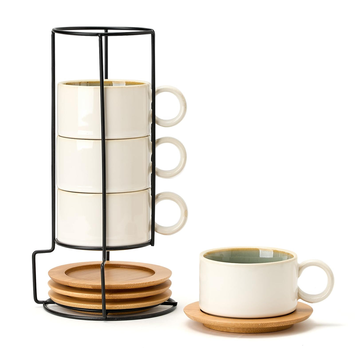LUKA 6-ounce porcelain espresso cups with saucers for elegant service.