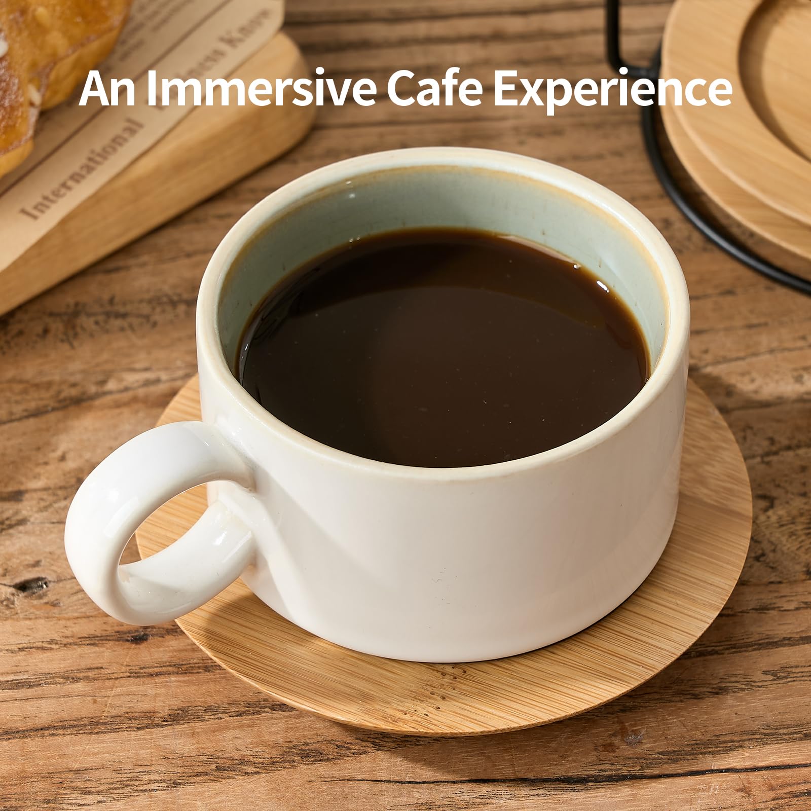 LUKA ceramic cappuccino cups set ideal for lattes and mochas.