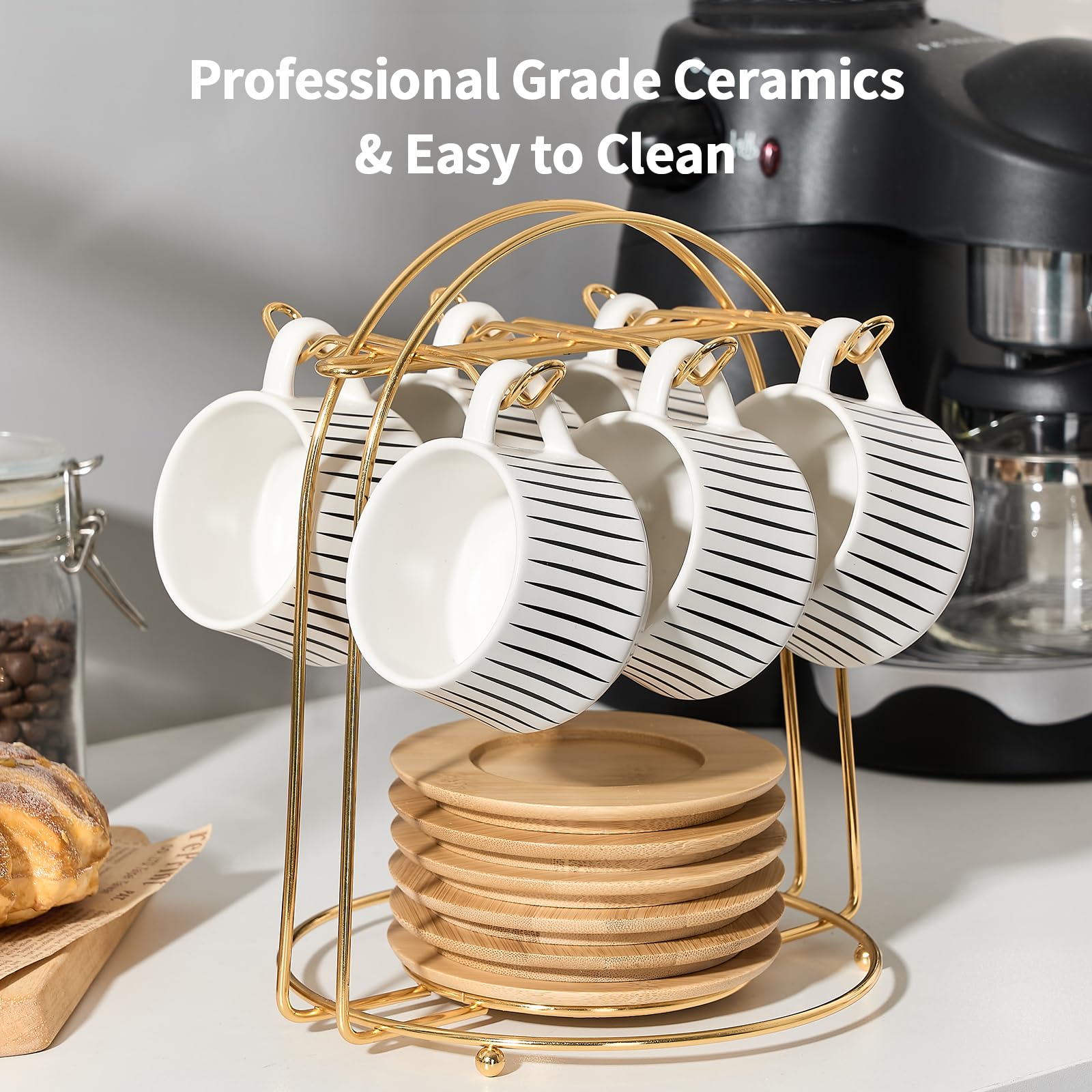 LUKA saucers diameter 4.3 inches complement cups and frame a tidy set.