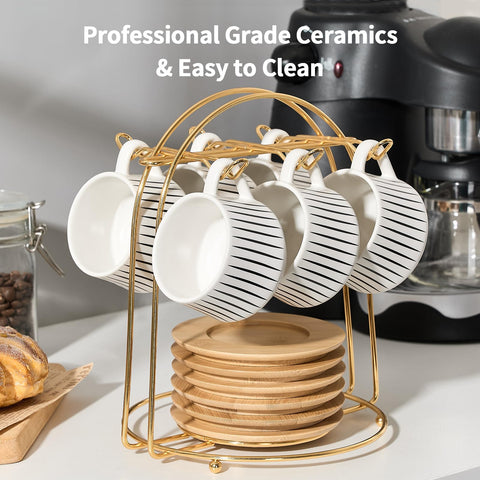 LUKA saucers diameter 4.3 inches complement cups and frame a tidy set.