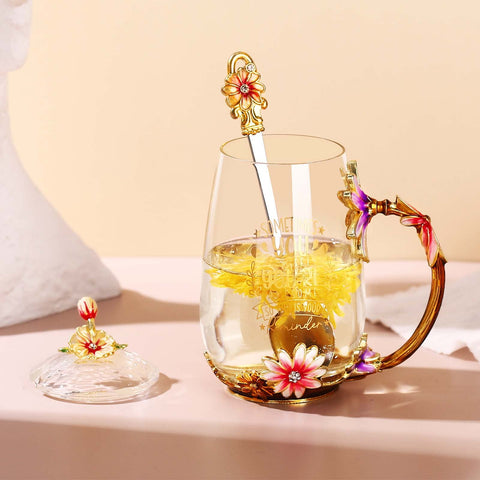 Luka Tech clear glass mug with lid for convenient hot beverages