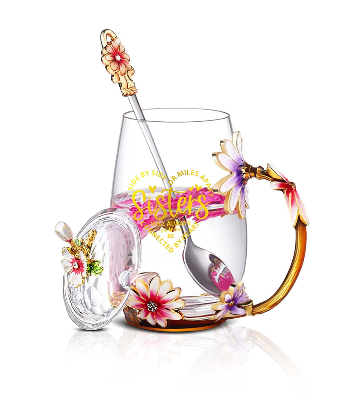 Luka Tech Sisters gift flower tea cup with butterfly and daisy 3D design for gifting.