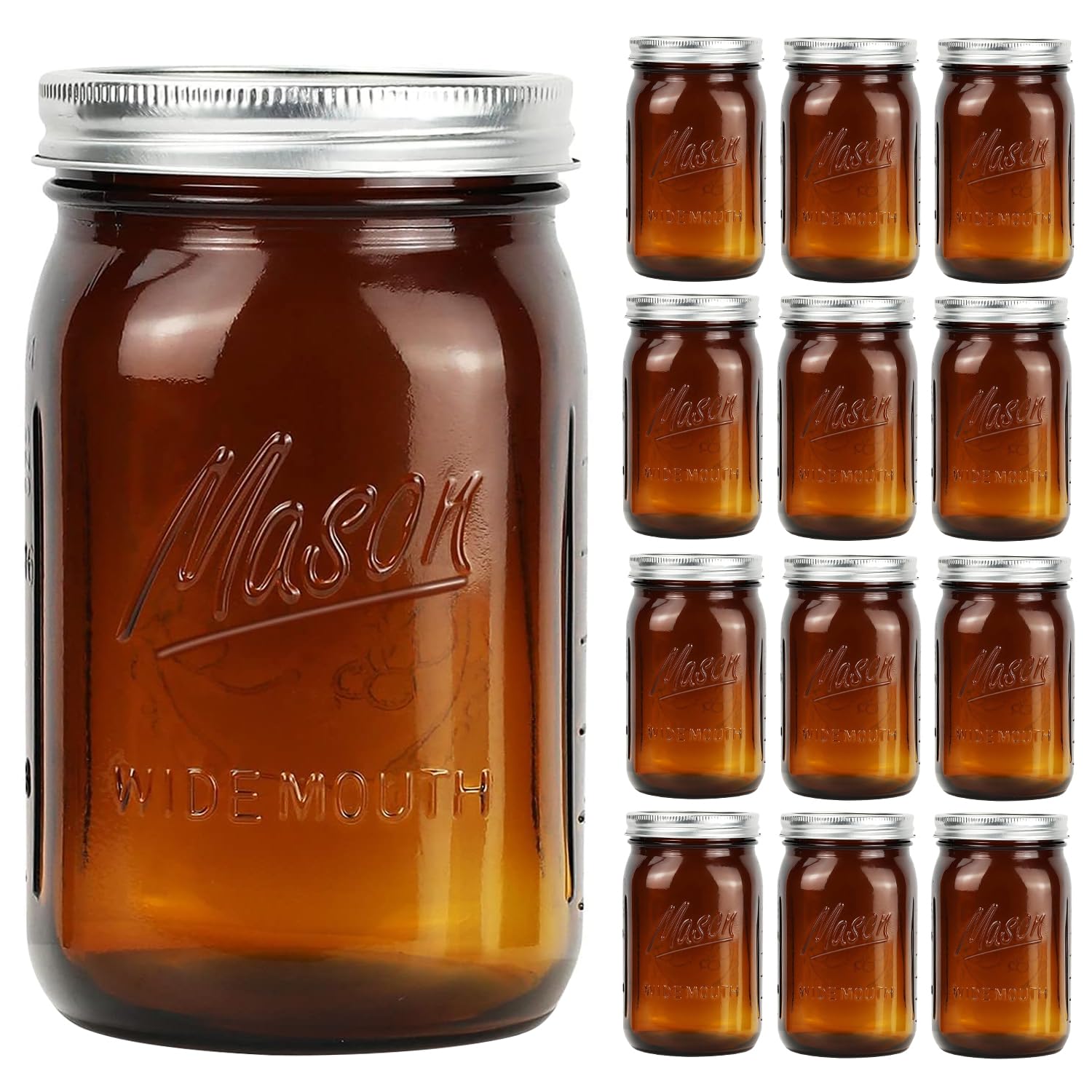 Lukfuu amber wide-mouth jar for light-sensitive food storage and easy pouring.