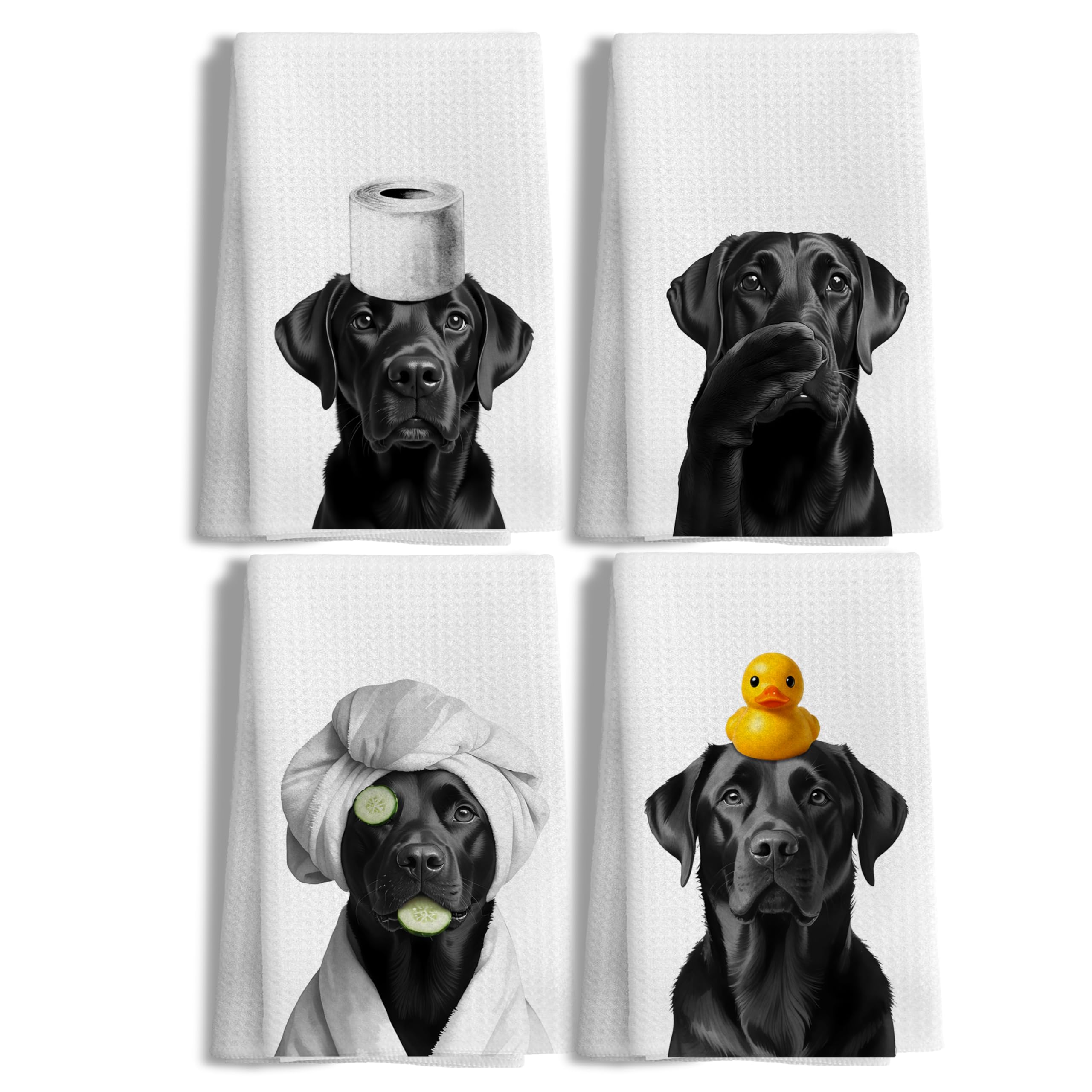 LUKIPOM funny black lab towels by the kitchen sink for quick drying