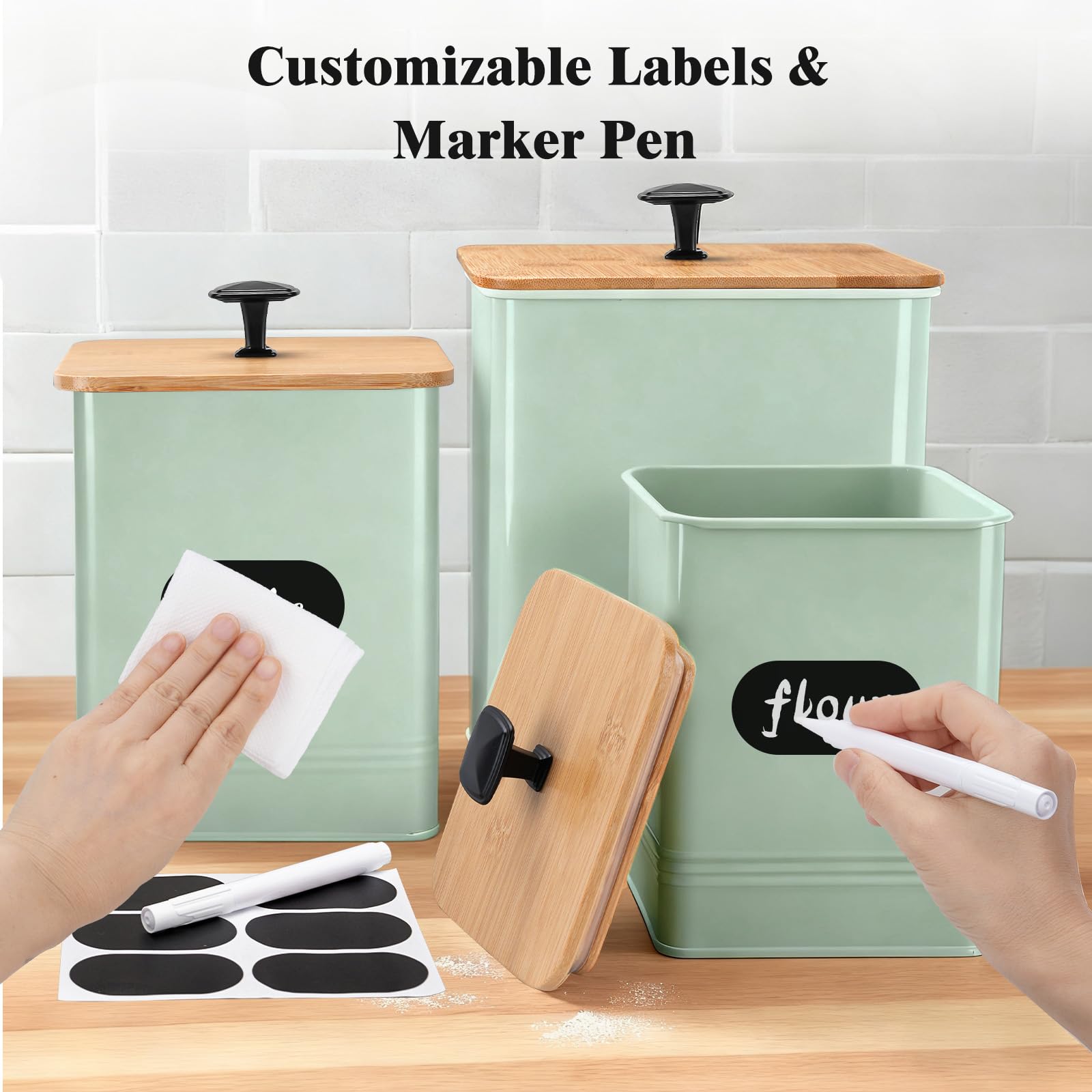 LUKMILEE chalkboard labels and marker for easy labeling.