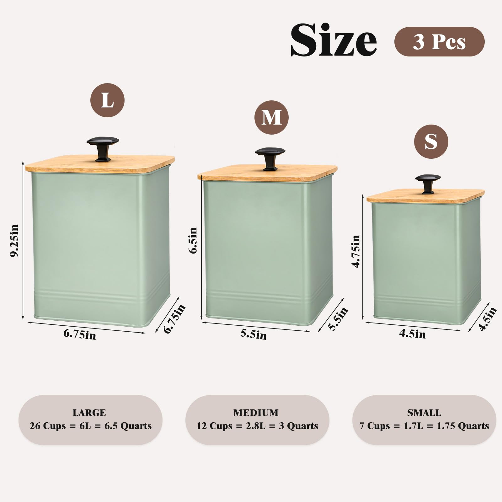 LUKMILEE medium sugar jar with airtight seal and label area.