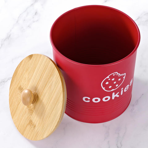 LUKMILEE red cookie jar decorates kitchen with farmhouse vibe