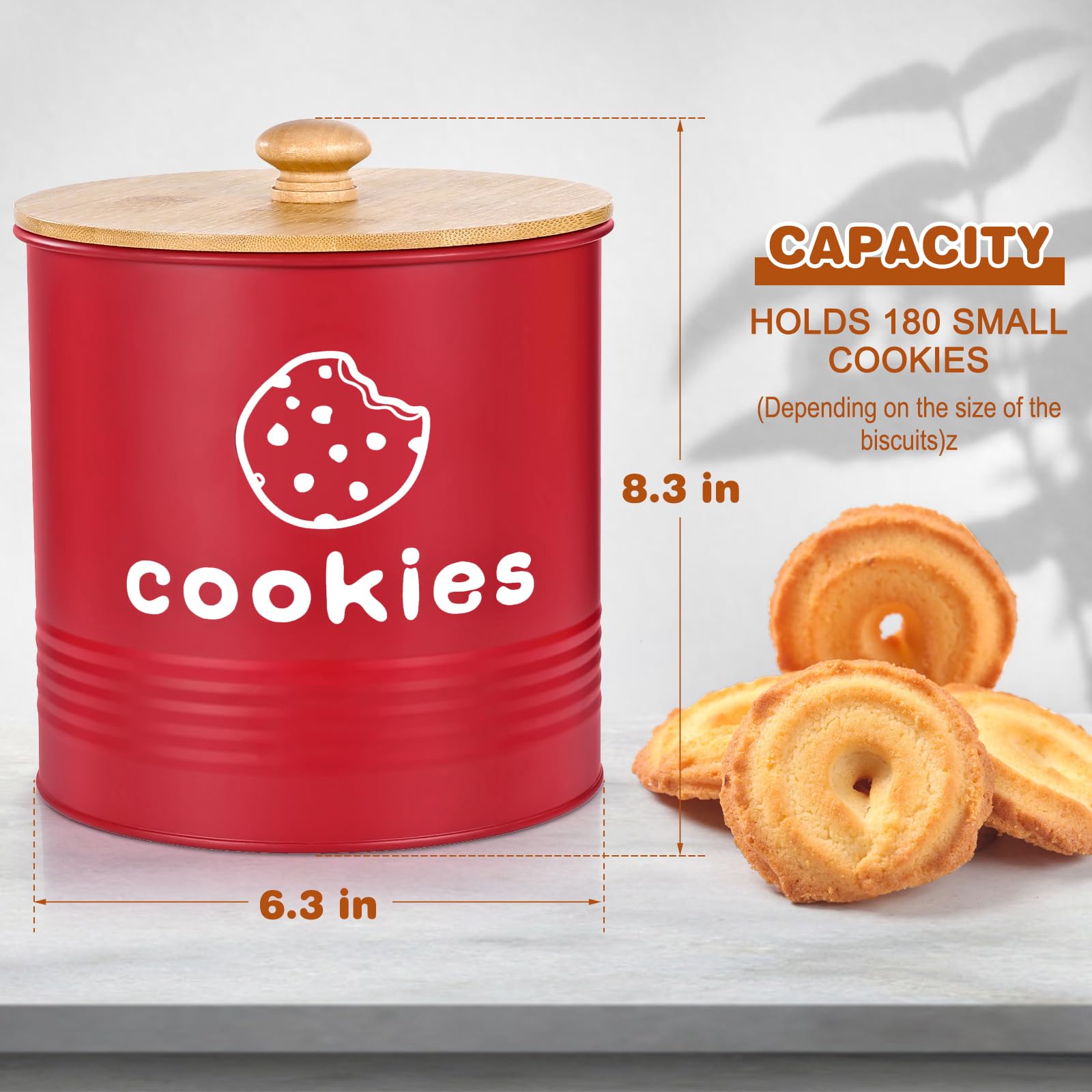 LUKMILEE red cookie jar close-up shows airtight seal and durable finish