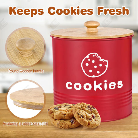 LUKMILEE red cookie jar on counter for stylish storage
