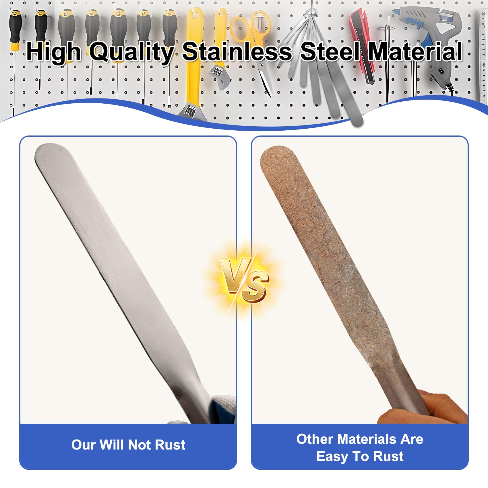 LukPhylia stainless steel spatulas with sharp edge for precise caulking.