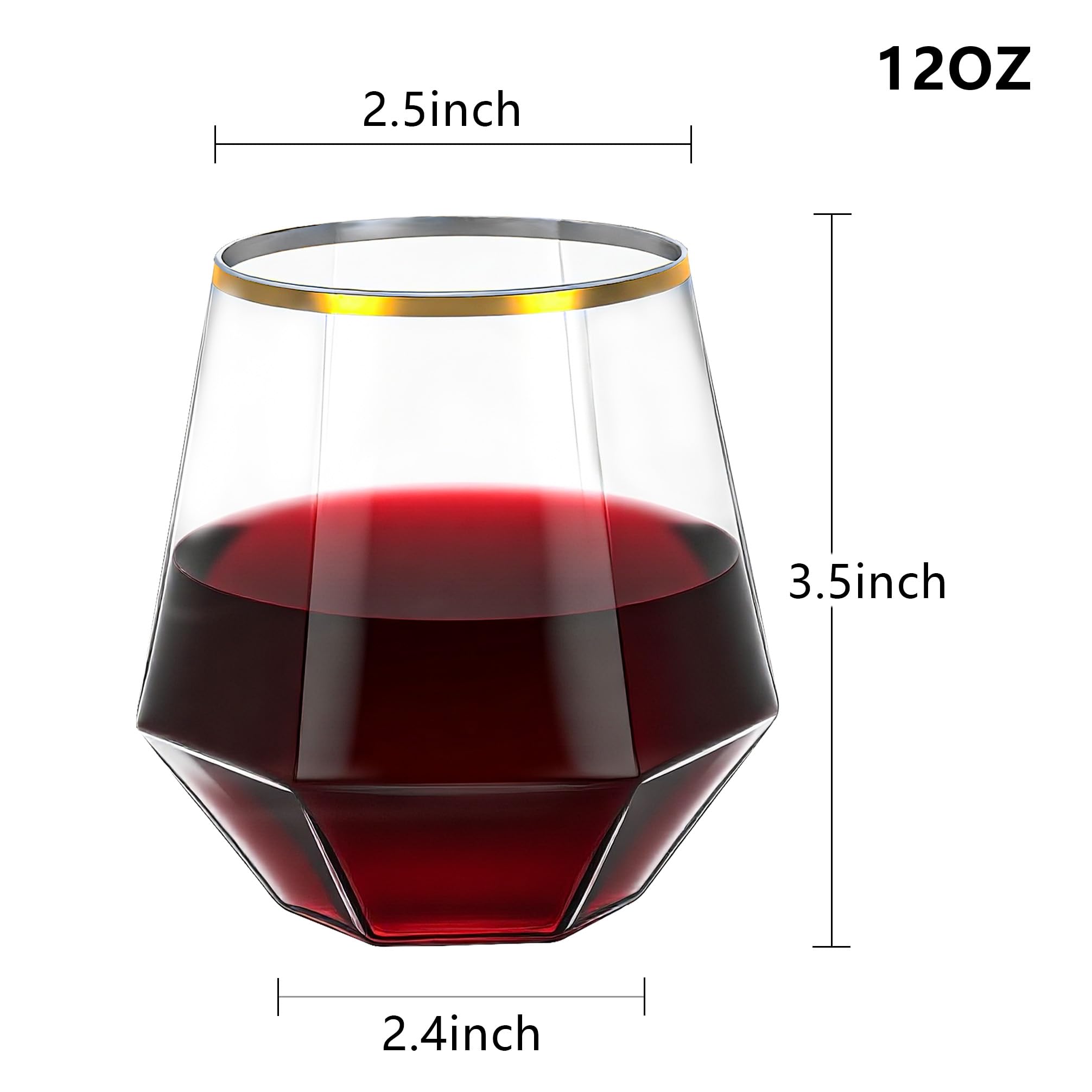 Lullaby stemless clear disposable wine glass perfect for outdoor gatherings.