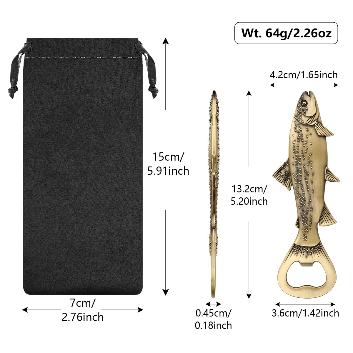 LULLEA bronze trout opener is a durable focal piece for outdoor adventures.