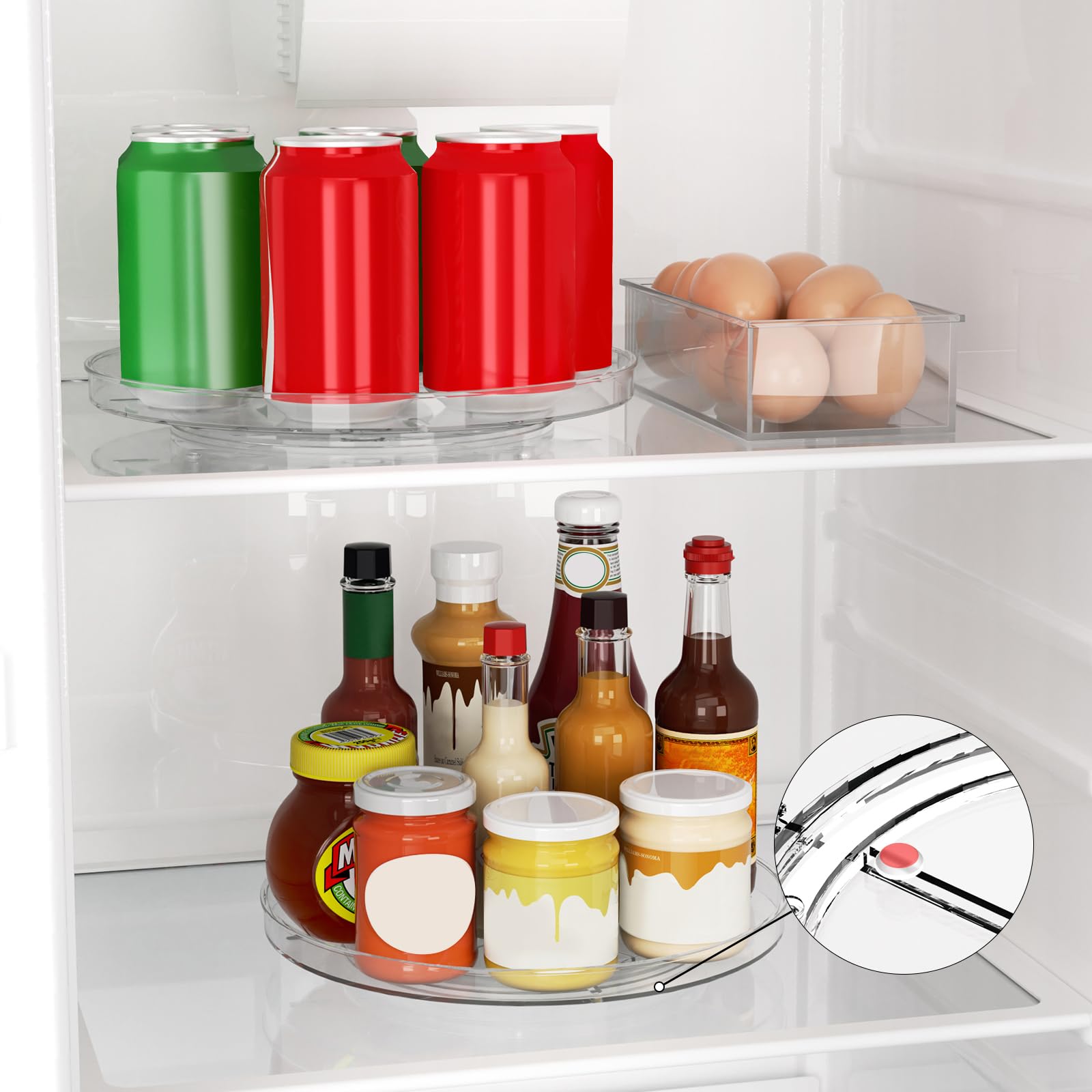 Lulltou 9-inch clear lazy Susan on cabinet for cosmetics organization