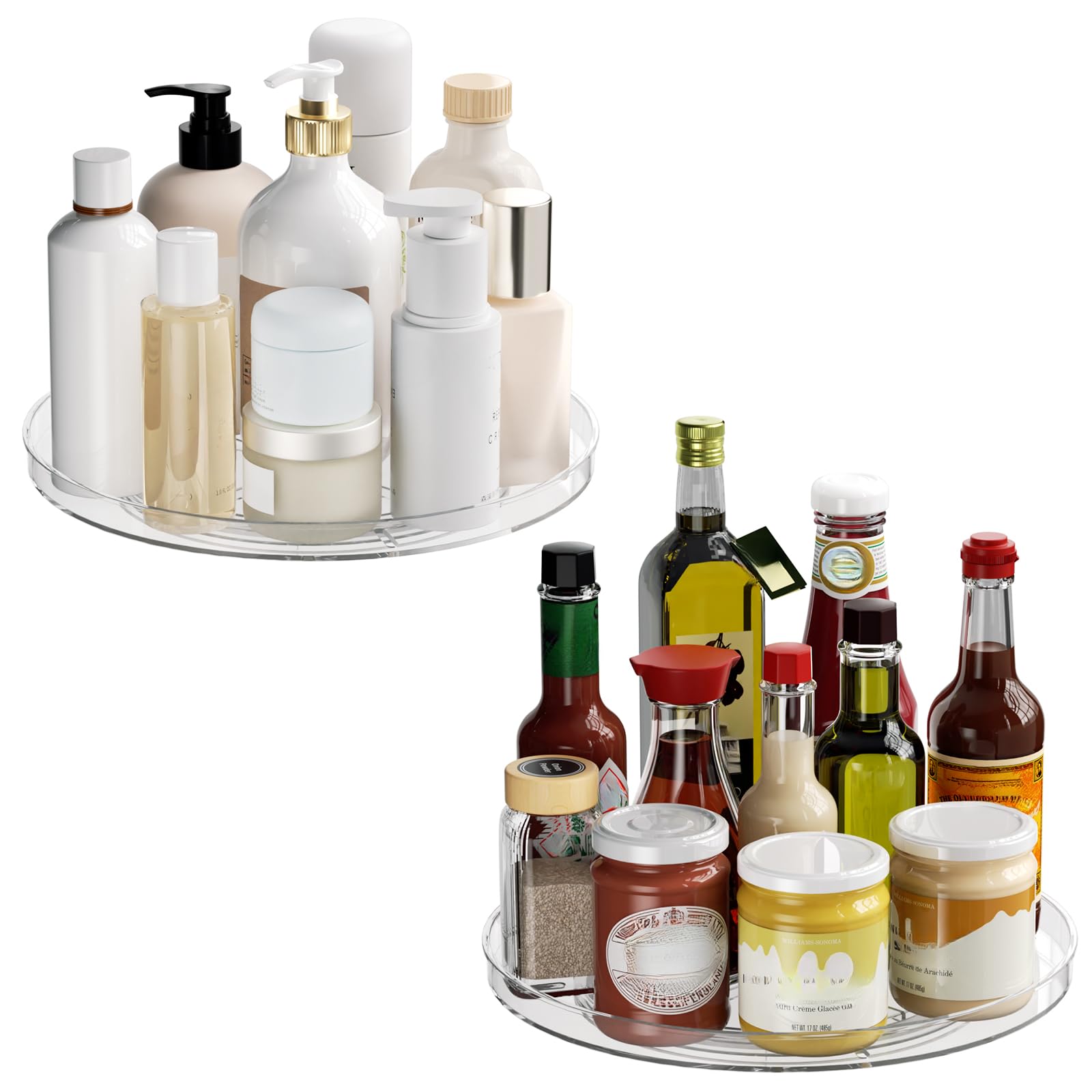 Lulltou 2-pack lazy Susan 9-inch clear top view for quick item access