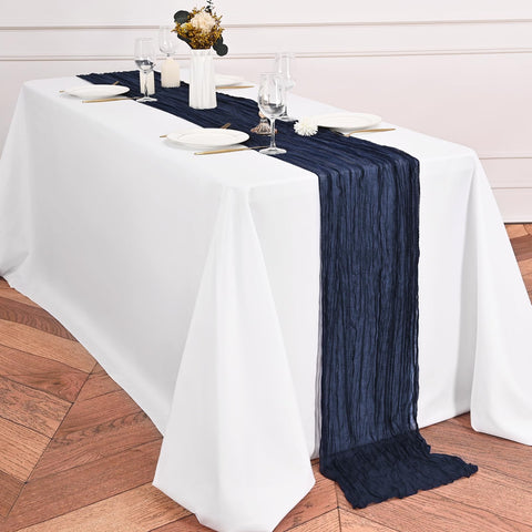 Lumaycens pleated rustic gauze fabric creates elegant centerpieces.