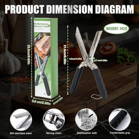 Lumitrail rib membrane remover suitable for pork, beef, lamb, and poultry ribs.