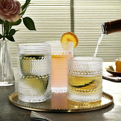 Lumkit Hobnail set stacked glasses ready for daily use and entertaining
