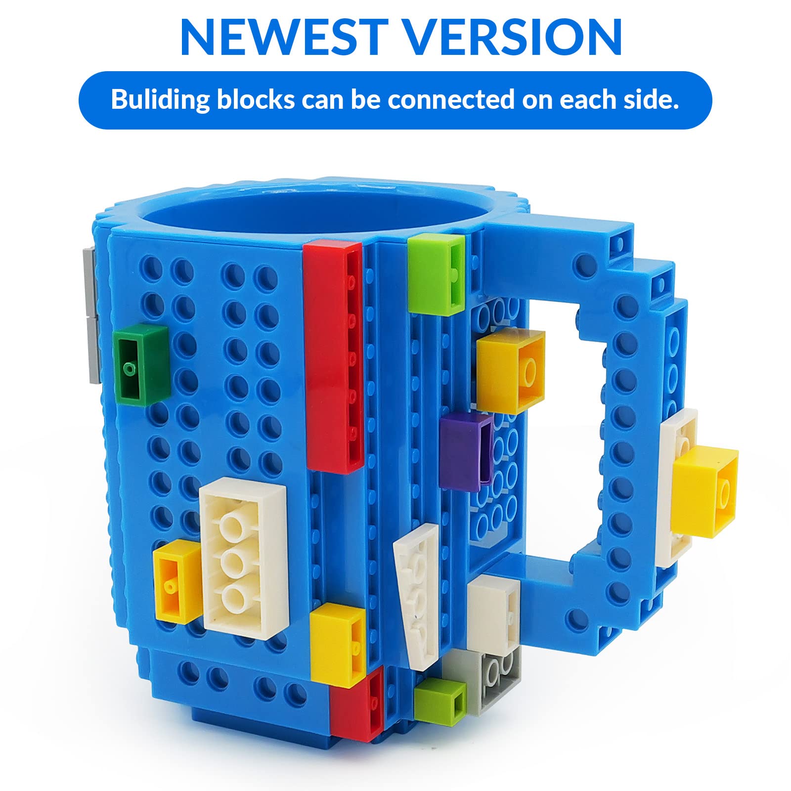 Lumsburry Build-on Brick Mug color blocks showcase fun, changing visuals.