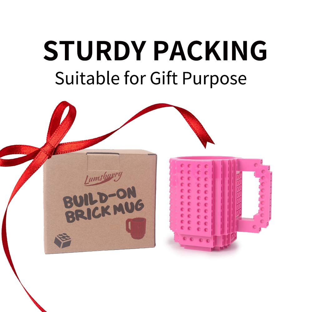 Lumsburry Build-on Brick Mug cleaning by hand preserves bricks and design.