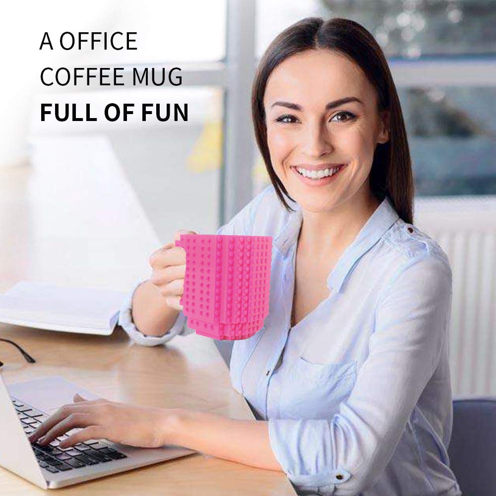 Lumsburry Build-on Brick Mug in action for DIY play and enjoyed tea, coffee, or juice.