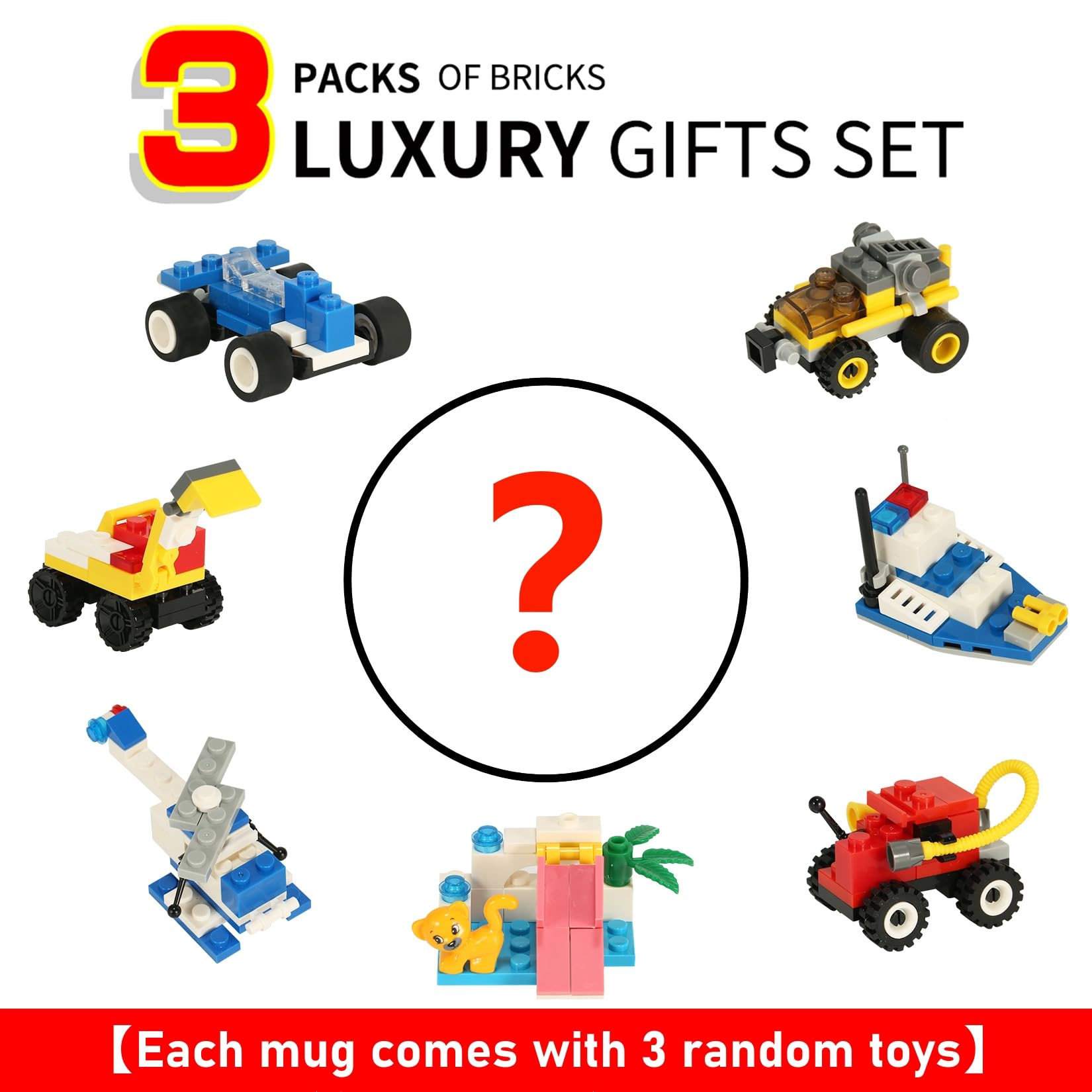 Lumsburry Build-on Brick Mug random blocks add playful decoration during tea time.