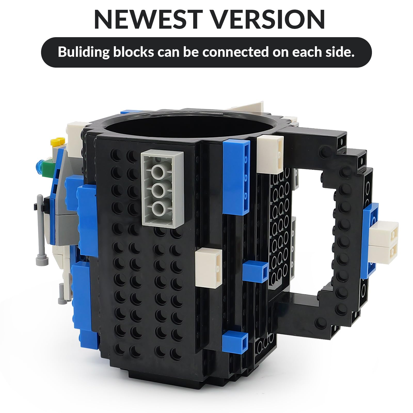 Lumsburry Build-on Brick Mug top blocks create a fun, creative mug experience.