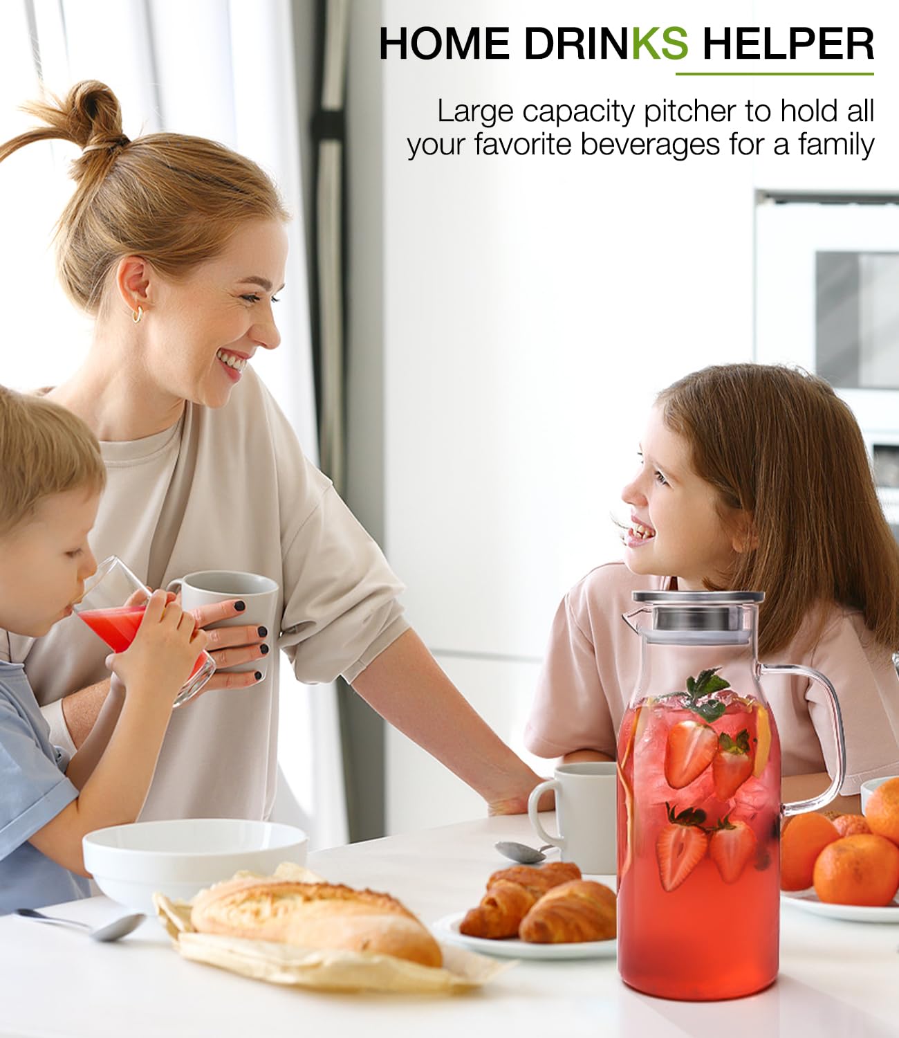 Luna Manta two-outlet stainless lid allows quick pour and tea straining.