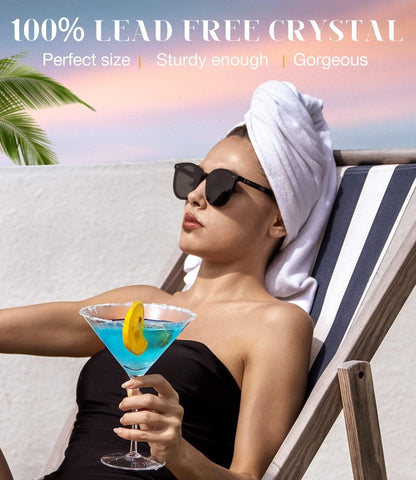 Luna & Manta 9 oz large martini glass ideal for full flavorful cocktails.