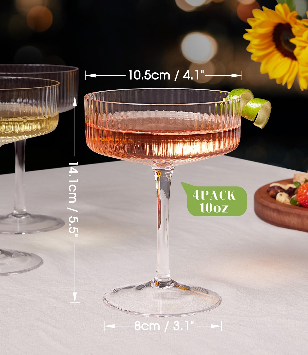 Luna Manta margarita coupe glass ideal for vibrant cocktails